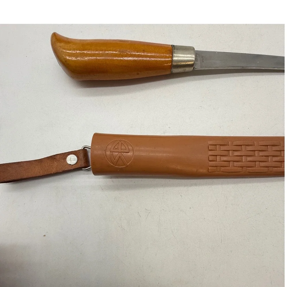 South Bend Norseman Fillet Knife Japan Stainless Steel Wood‎ Handle with Sheath